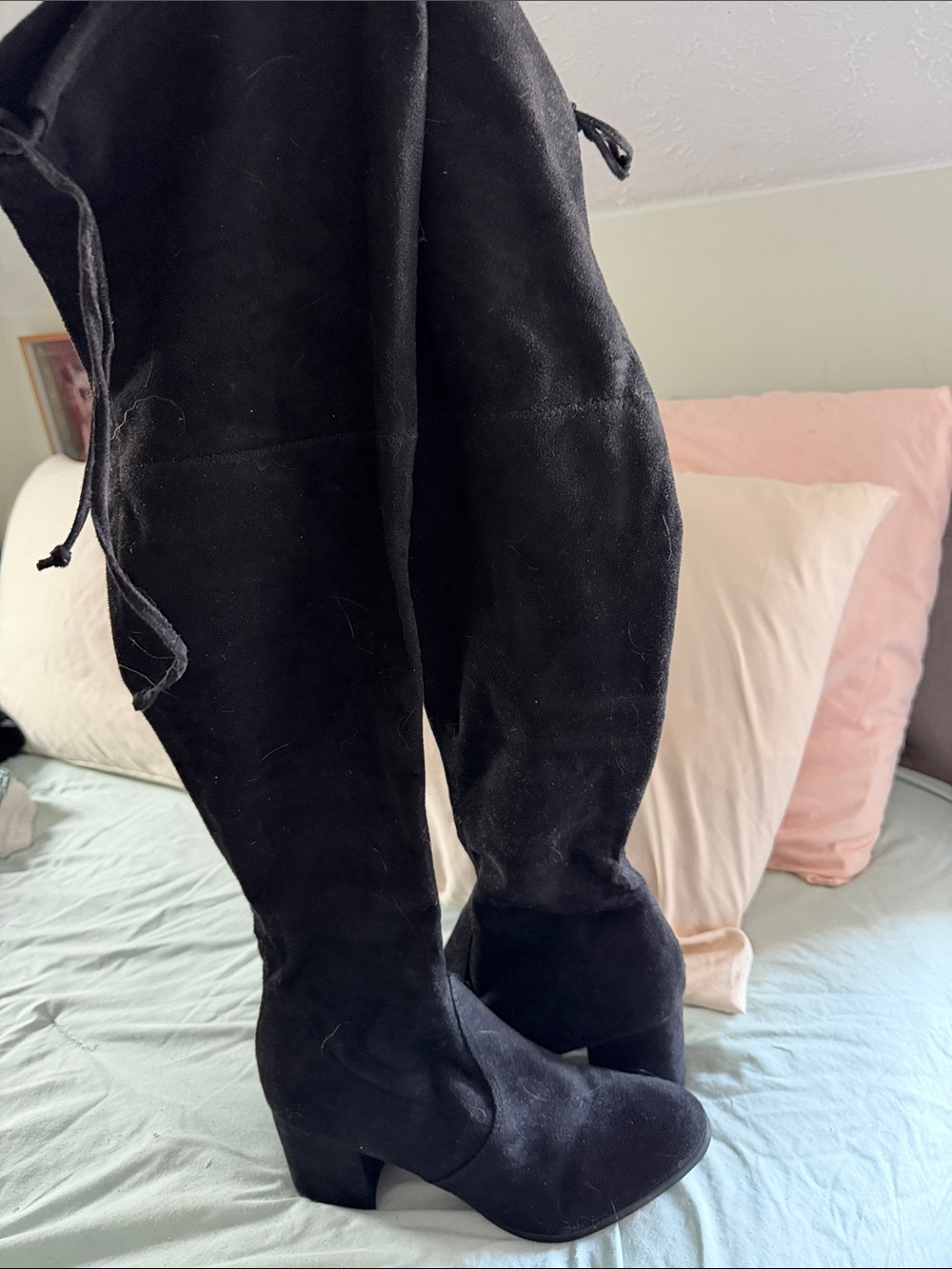 Unisa Black Suede Over-the-Knee Heeled Boots